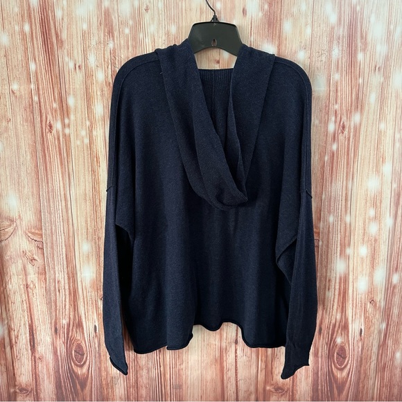 Eileen Fisher Midnight Blue Hooded Boxy Sweater - Picture 10 of 12